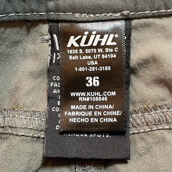 Kuhl Rambler 10” Carbon Shorts. Size 36